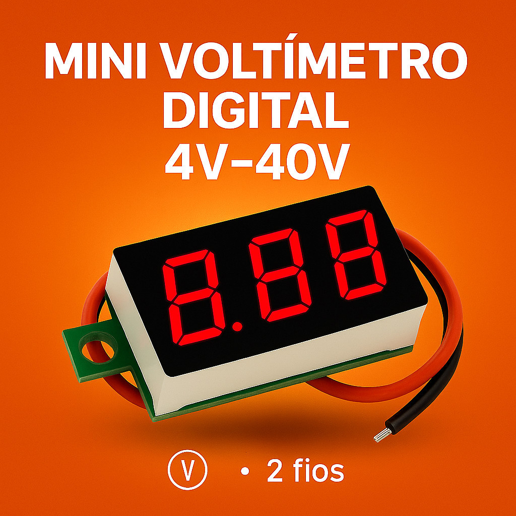 Mini Voltímetro Digital LED Vermelho  2 Fios DC 4V-40V | Alta Precisão em Oferta na Shopee