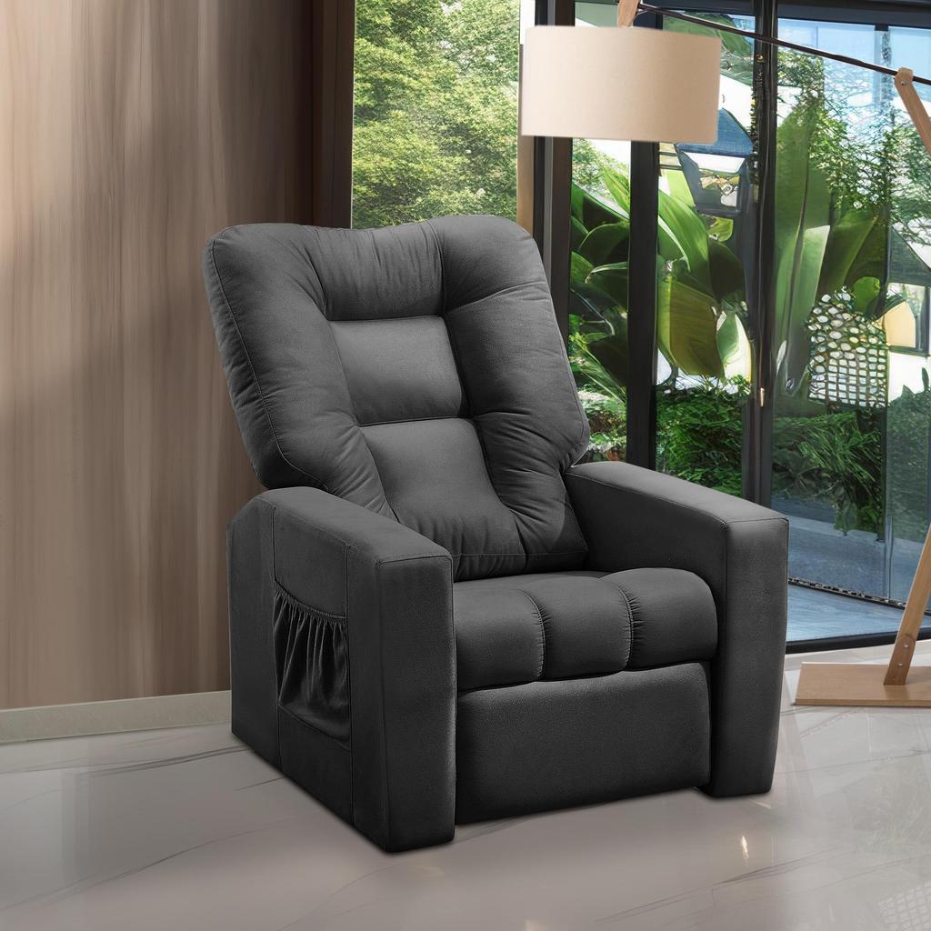 Poltrona do Papai Reclinável Itália Suede Preto Adonai Estofados em Oferta na Shopee
