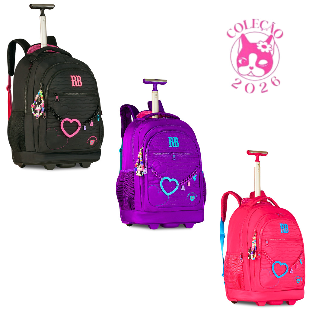 Mochila de Rodinhas Rebecca Bonbon  Heart Beats - Clio Style