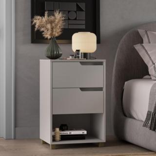 Mesa de Cabeceira 2 Gavetas Toledo Cinza Claro MDF Casamia em Oferta na Shopee