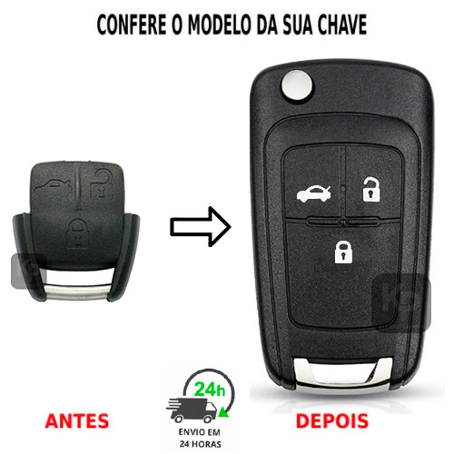Capa Carcaça Chave Canivete Adaptação GM Lâmina Esquerda Chevrolet Corsa Agile Vectra Astra