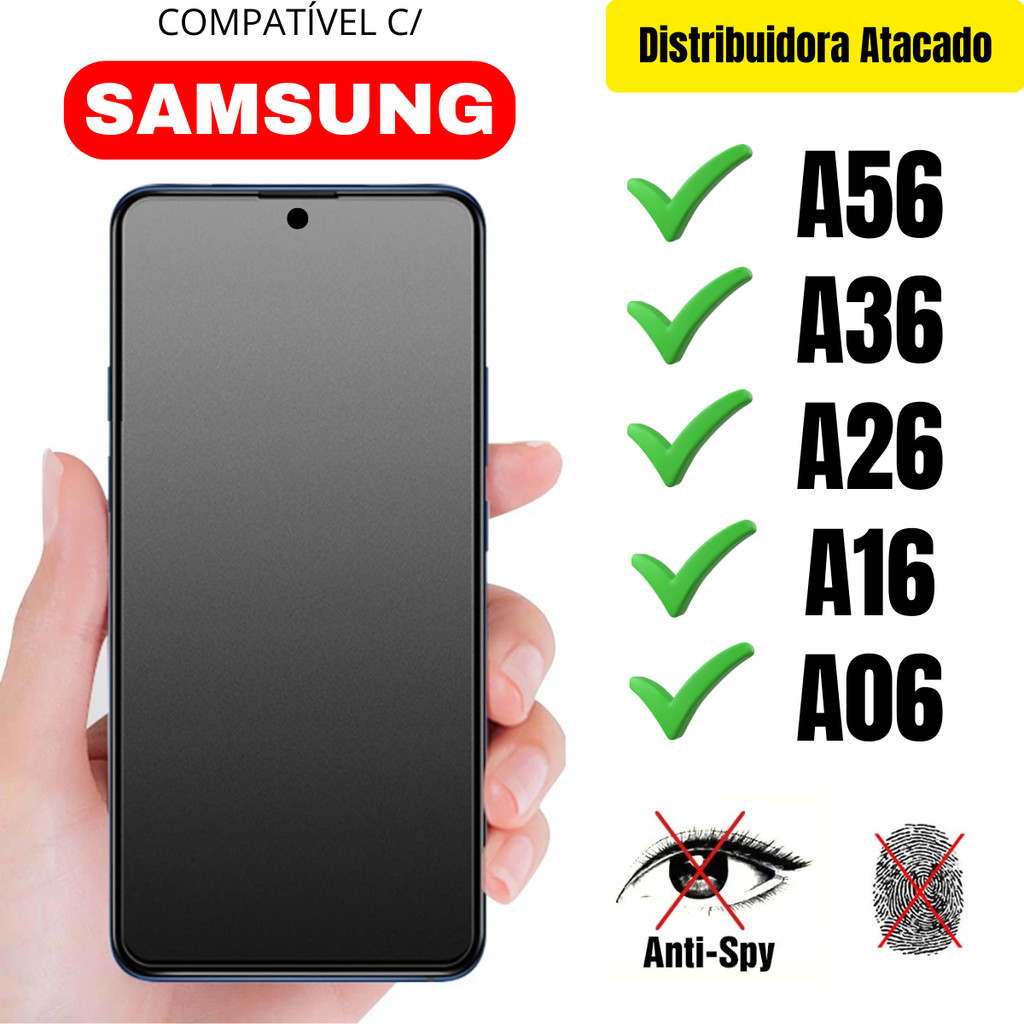 Película Cerâmica Privacidade Fosca 3D P/ Samsung A56 / A36 / A26 / A16 / A06 Matte AntiSpy em Oferta na Shopee