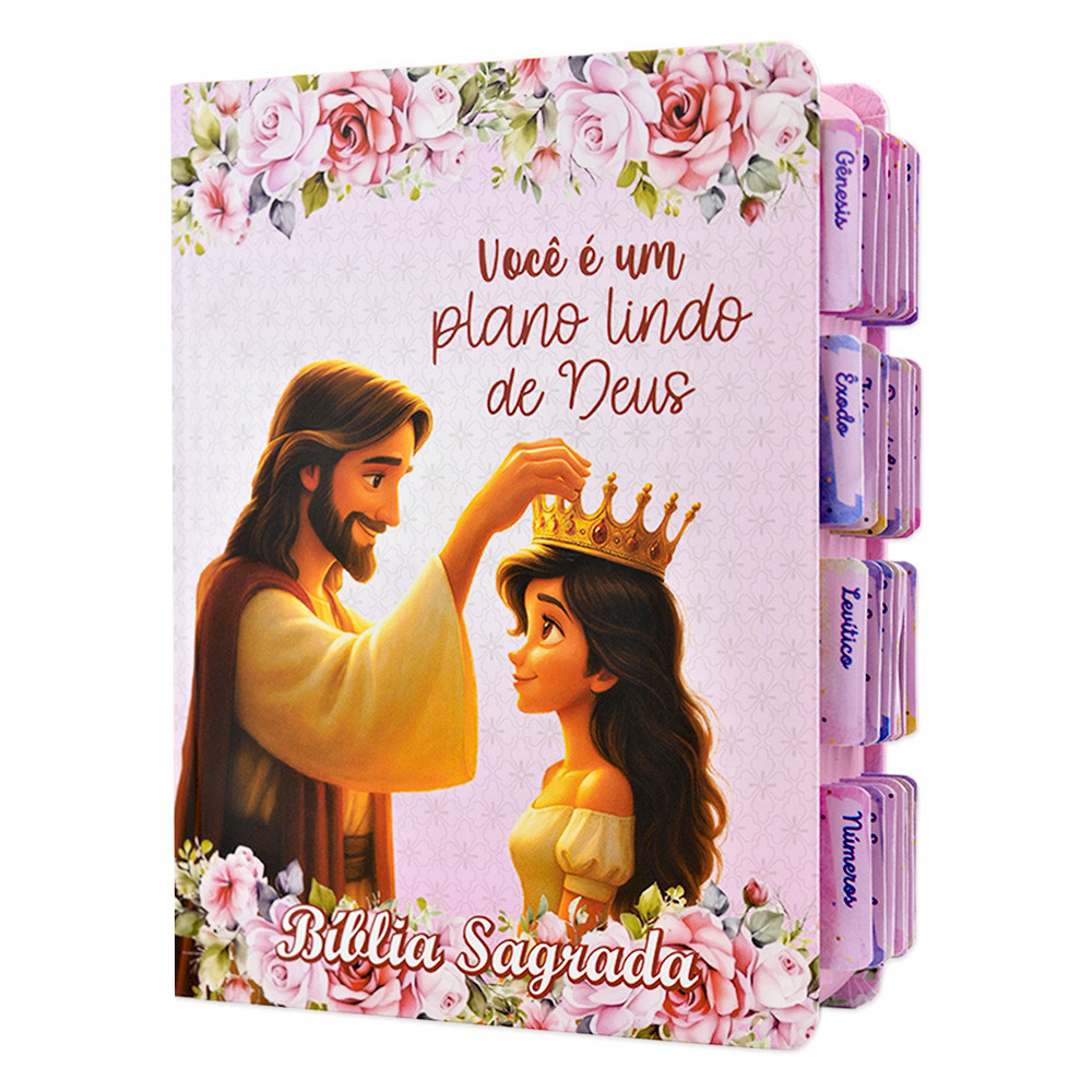Bíblia Sagrada Evangélica Fácil Leitura Feminina com Abas Adesivas - Plano de Deus 2025