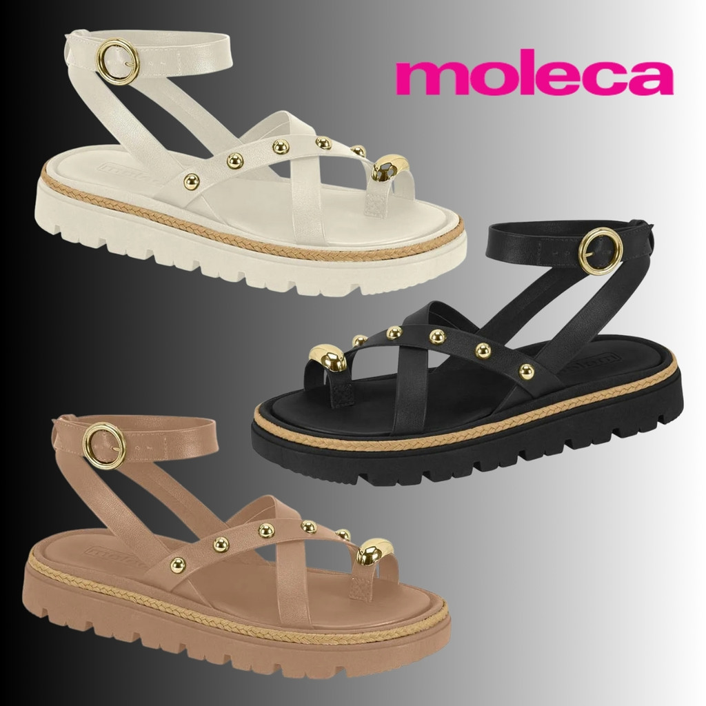 Moleca Sandália Feminina Dedinho Fivela Flatform | Lançamento ! | Original Moleca !