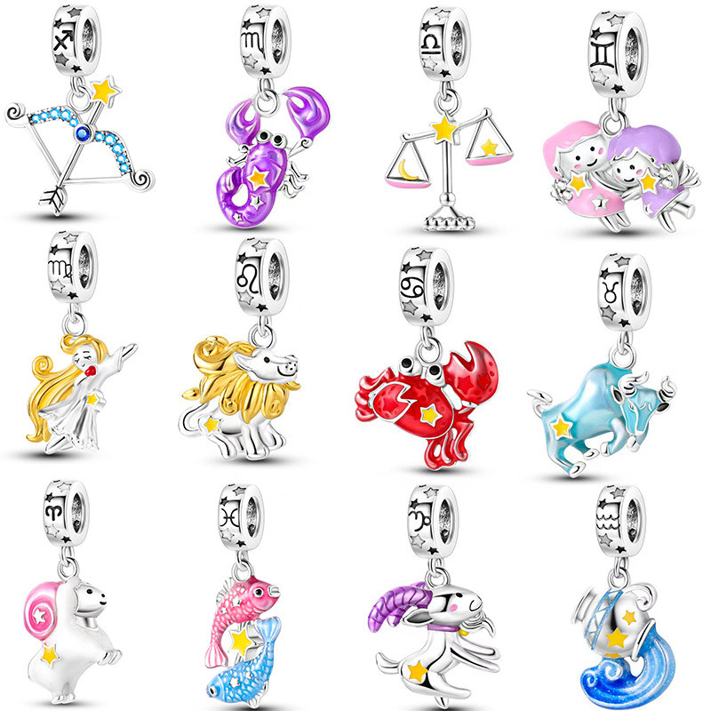 Constelação Charme Berloque Prata 925 Pingente Aço Inoxidável Bonito Contas DIY Jóias Pulseira Colar Acessórios em Oferta na Shopee