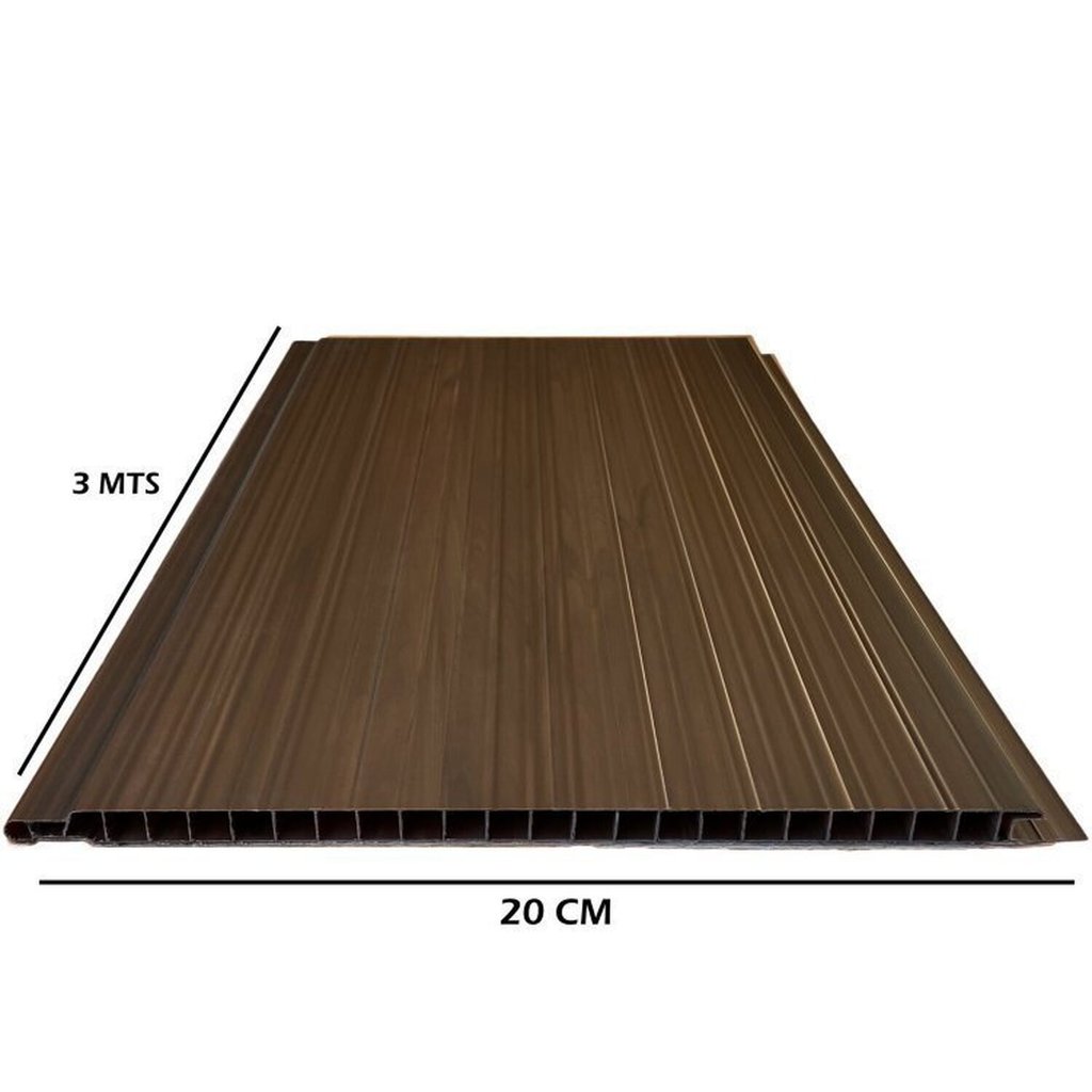 Detalhes do Kit 30M² Forro de PVC Plus 8mmX20cmX3m  Mogno