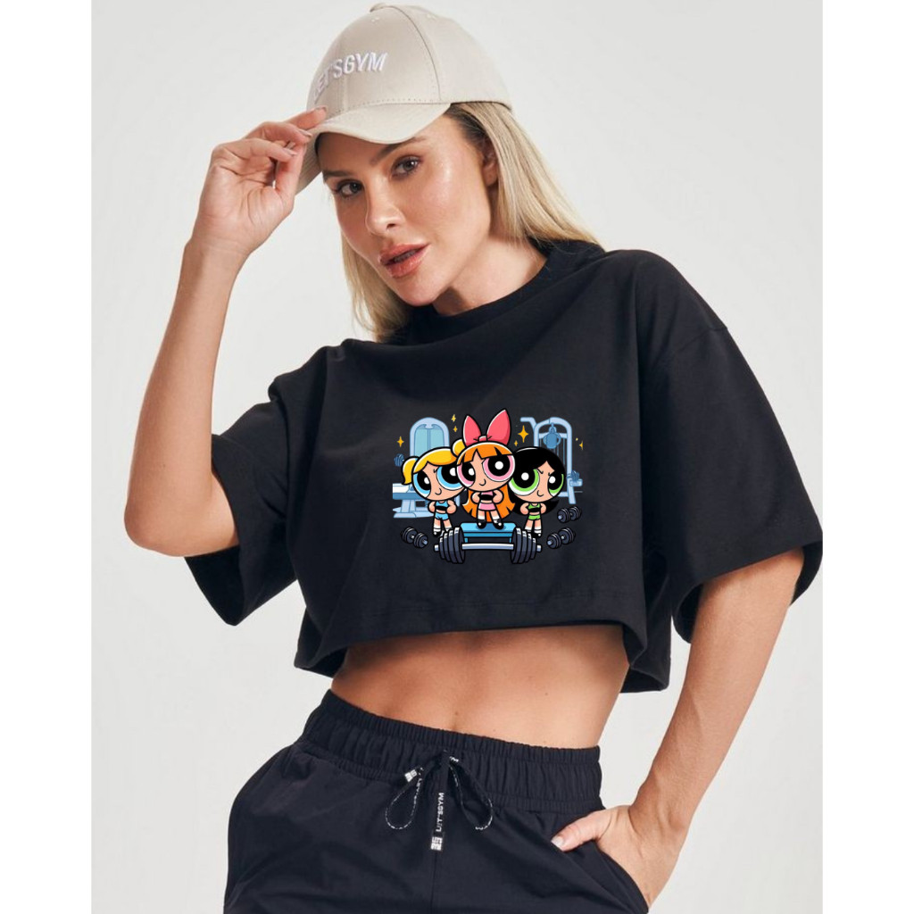 Cropped Blusinha  Meninas Super Poderosas Treino Crossfit dryfit Feminino Gym Academia