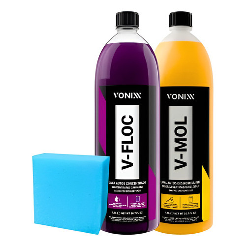 Produto Lava Carro Moto V-mol 1,5l V-floc 1,5l C/ Esponja em Oferta na Shopee