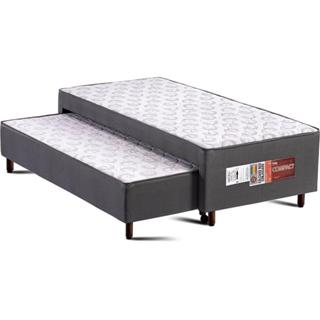 Cama Box c/Auxiliar Conjugado Solteiro: Colchão Ortopédico Compact Plus Grey (88x188x40) Polar em Oferta na Shopee