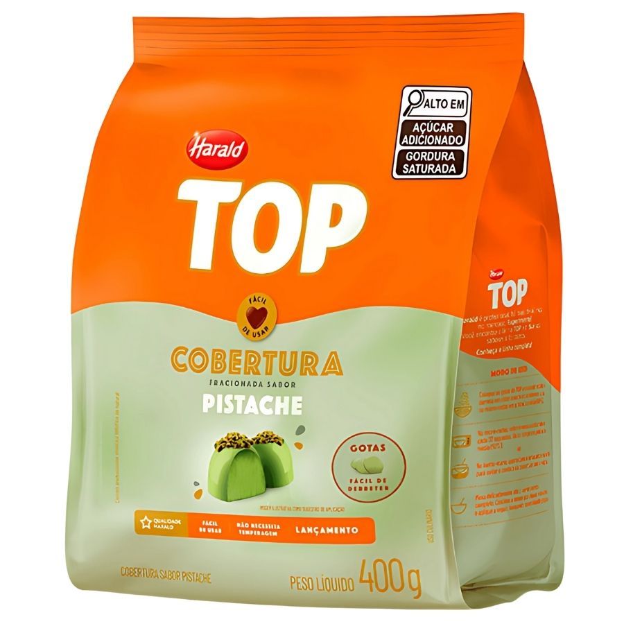 Cobertura em Gotas Fracionada Pistache - Top - 400g - 1 unidades - Harald - Rizzo