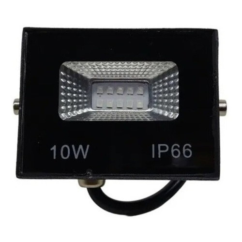 Refletor LED SMD 10W Bivolt IP66 Carcaça Preta Luz Branca Fria 6000K 110V/220V
