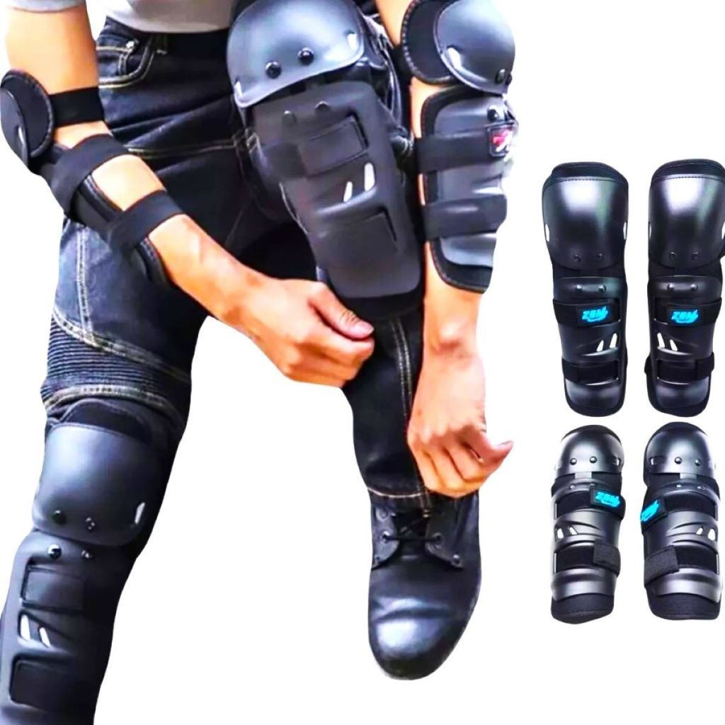 Kit de Proteção Joelheira e Cotoveleira Articulada para Moto, Bike e Trilha Segurança Total