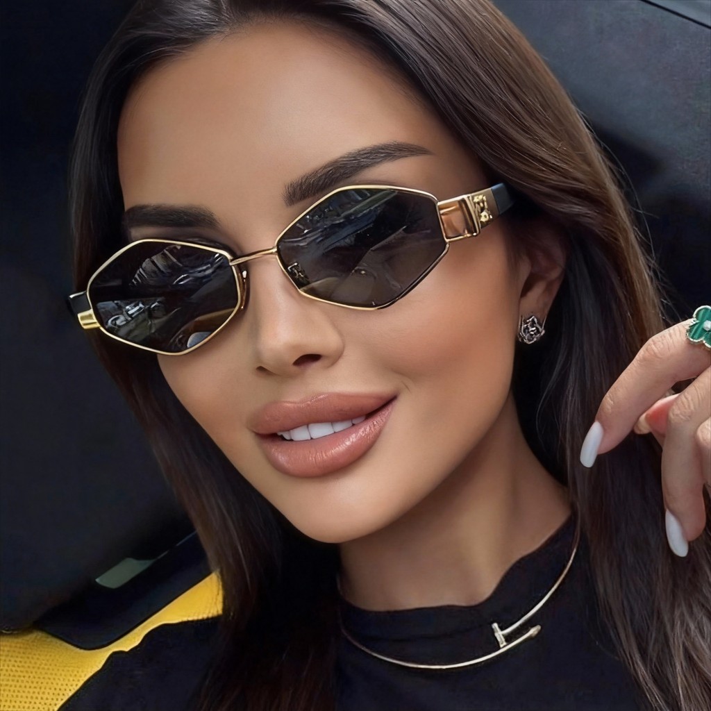 Óculos de Sol 2026 New Y2k com Armação Polygonal Pequena, Óculos Avançados, Estilo Futurista para Garotas ousadas em Oferta na Shopee