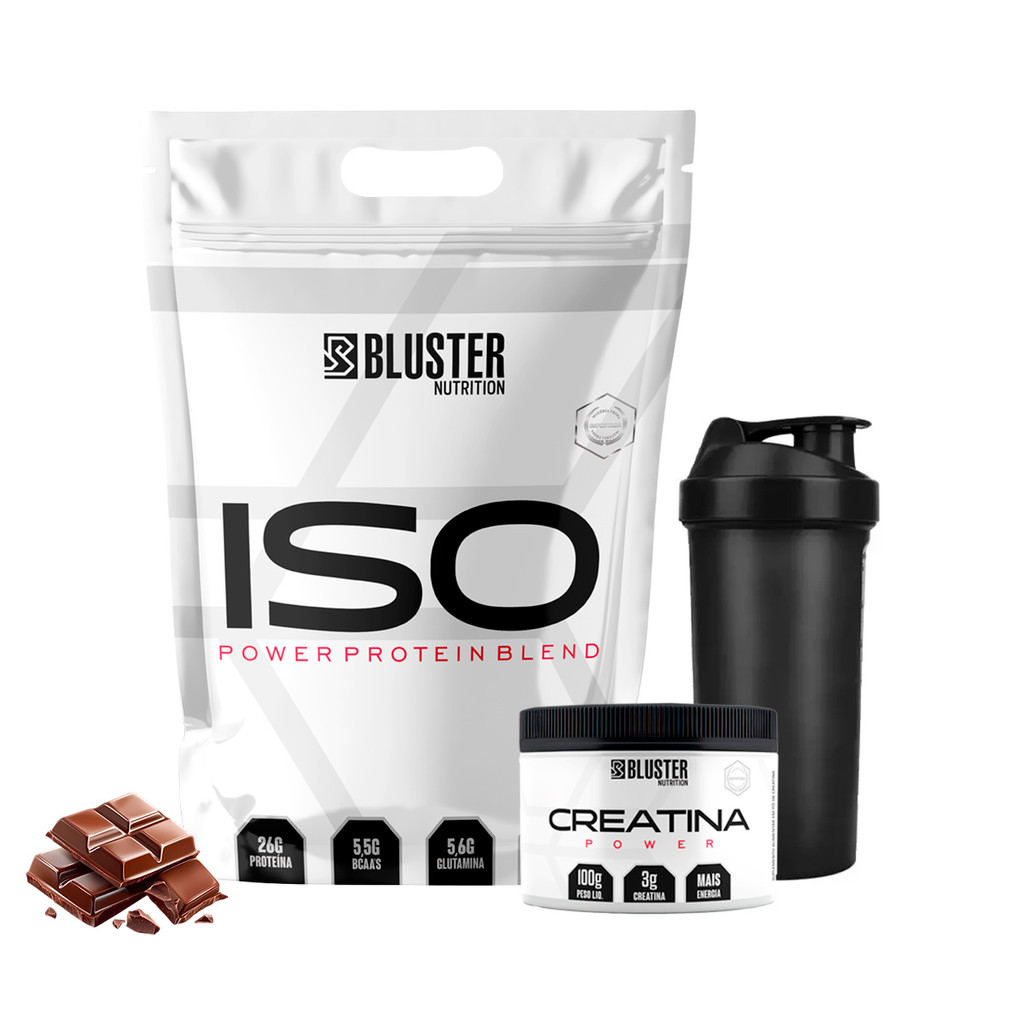 Whey Iso Power Protein Blend 900 + Creatina 100g + Coqueteleira