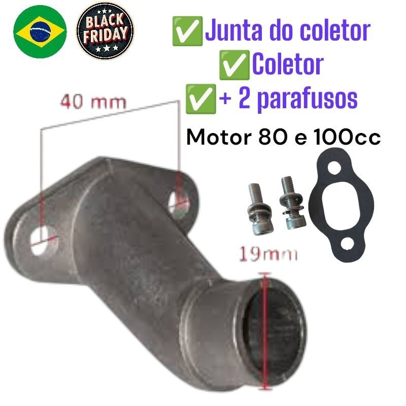 Kit Coletor carburador Junta e Parafusos Motor 80cc e 100cc em Oferta na Shopee