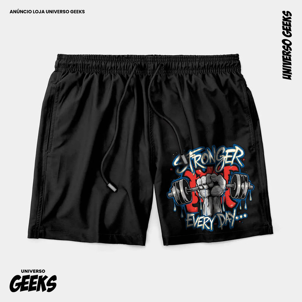 Bermuda Tactel Stronger Every Day Short Confortável Com Elastano Ideal Lazer Treino Esportes Praia