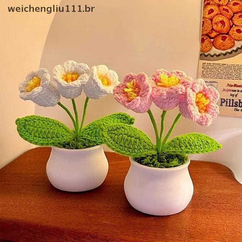 # weicheng Flores De Crochê Girassóis Artificiais Em Vaso De Plantas Tecidas À Mão Presente De Casamento Para Convidados