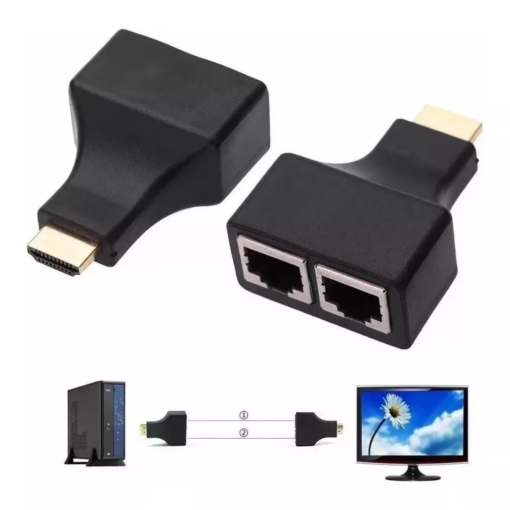 Extensor Hdmi 3d 30 Metros Via Cabo De Rede Rj45 Cat5e/6 em Oferta na Shopee