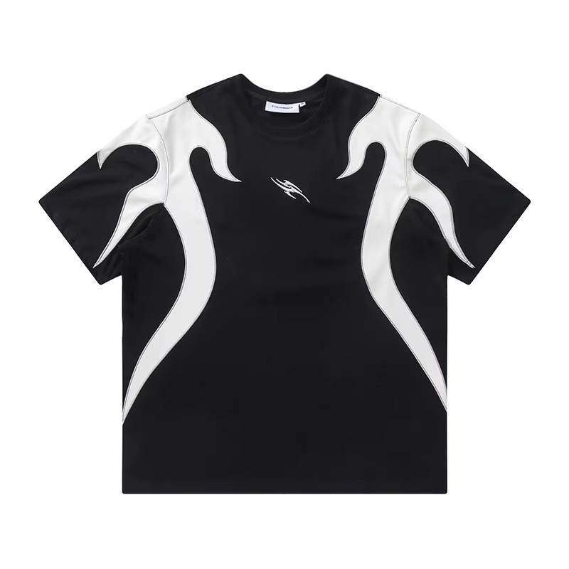 Camiseta Masculina Bordada Val – 100% Algodão, Respirável, Streetwear Americano, Manga Curta
