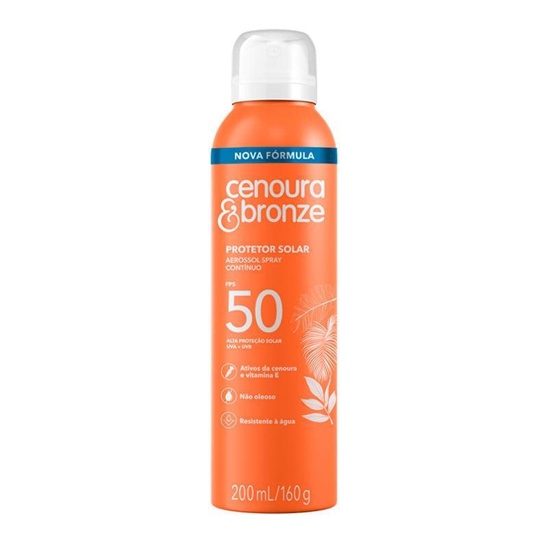 Protetor Solar Corporal Aerossol Cenoura & Bronze FPS50 200ml em Oferta na Shopee