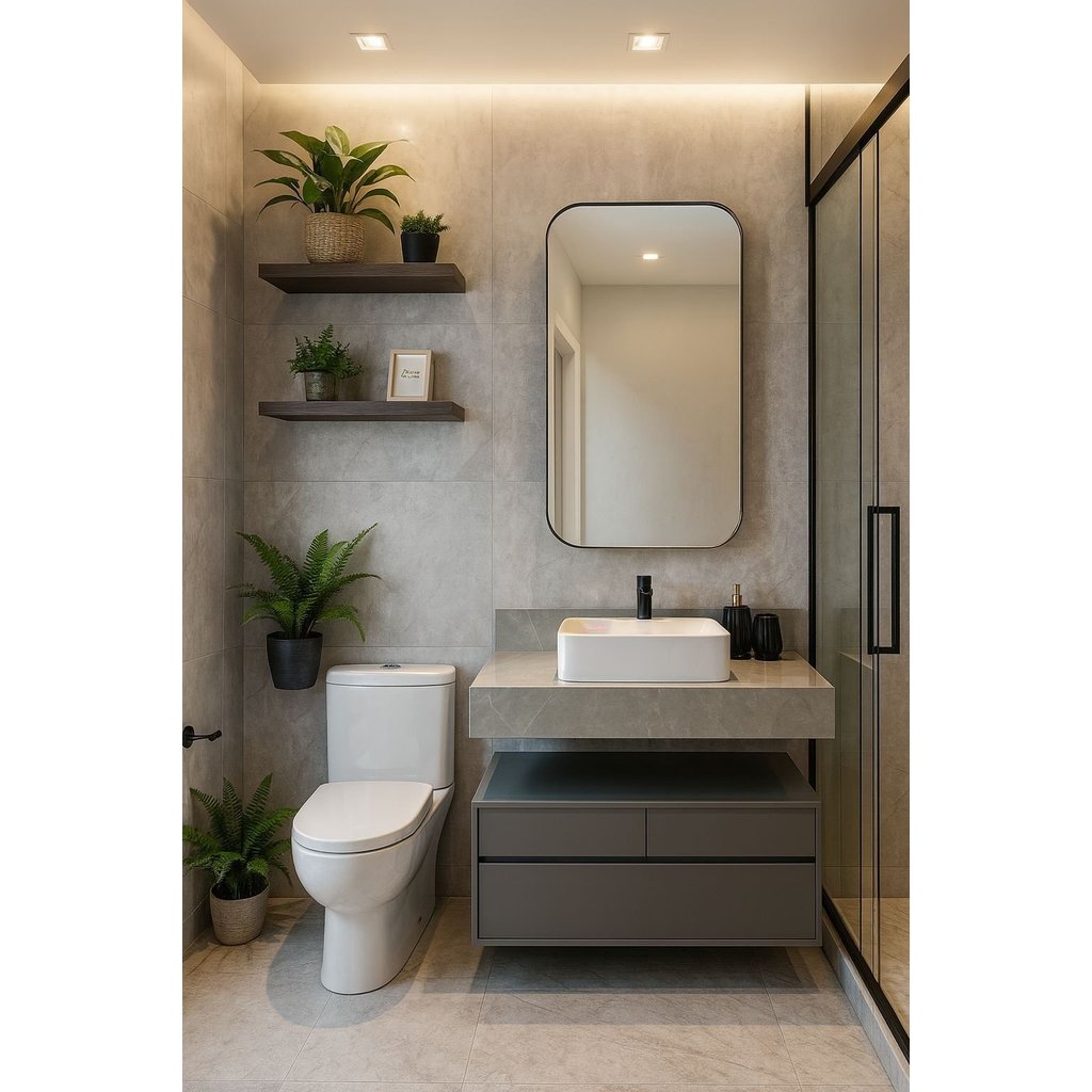 Bancada em Porcelanato Para Banheiro Completo Alto Padrao 100cm Sem Cuba Grafite em Oferta na Shopee