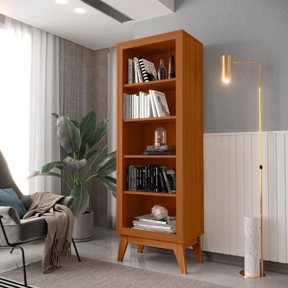 Estante Livreiro Retrô Alta Com 5 Prateleiras 173 Cm Eiffel - Cedro Cedro em Oferta na Shopee
