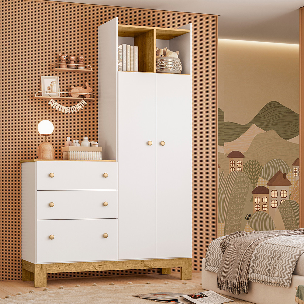 Guarda Roupa Com Cômoda Q Encanto Slim Mdp Qmovi