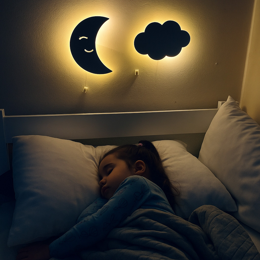 Luminária Led Infantil Lua e Nuvem Iluminação Noturna
