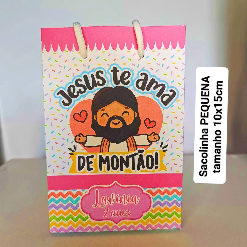 PEGUE E MONTE Sacolinha Personalizada Jesus A vida é doce com Jesus Sacola Surpresa Lembrancinha Festa Aniversário