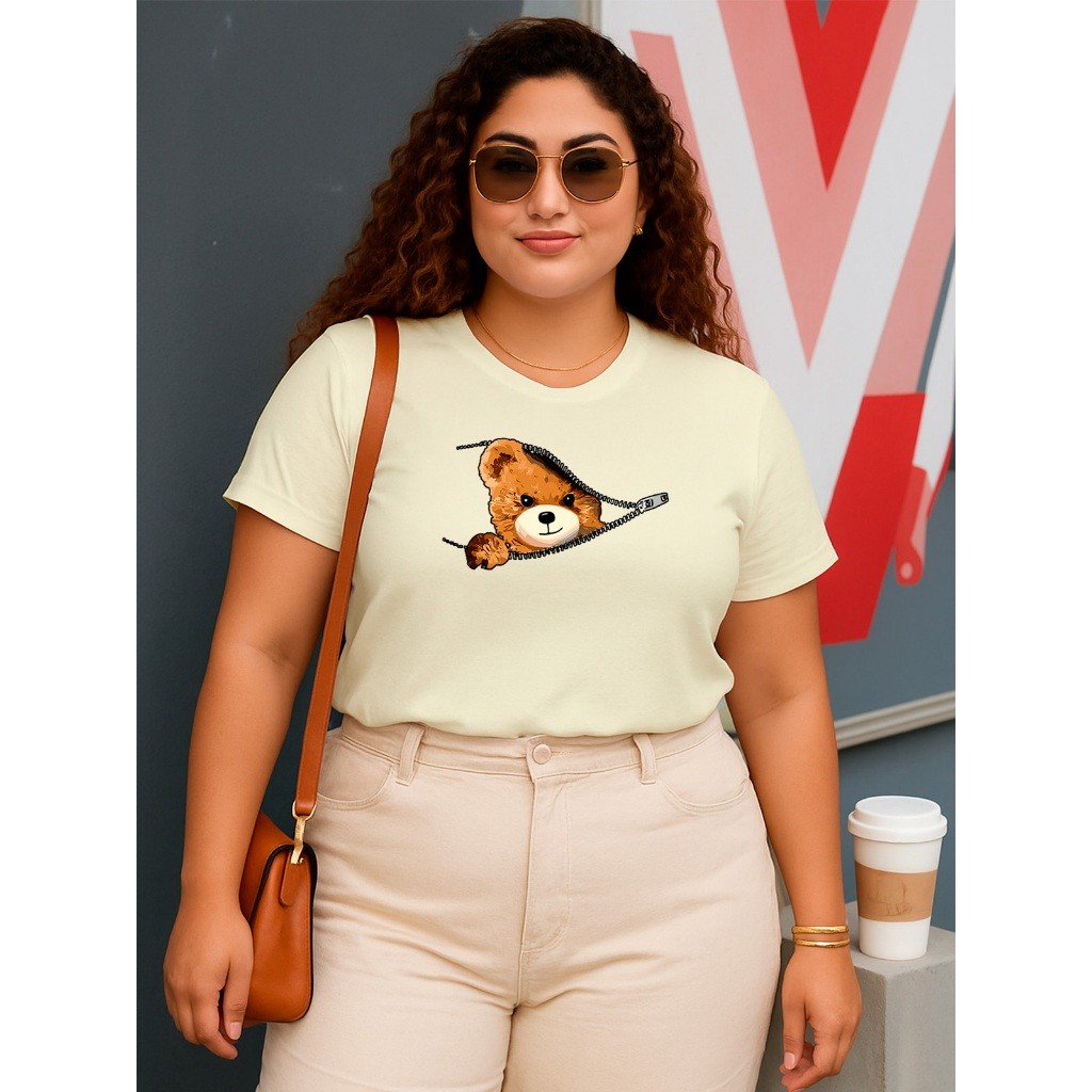 Blusa Feminina Plus Size Camiseta T shirt Malha Algodão Varias Estampas Lindas em Oferta na Shopee