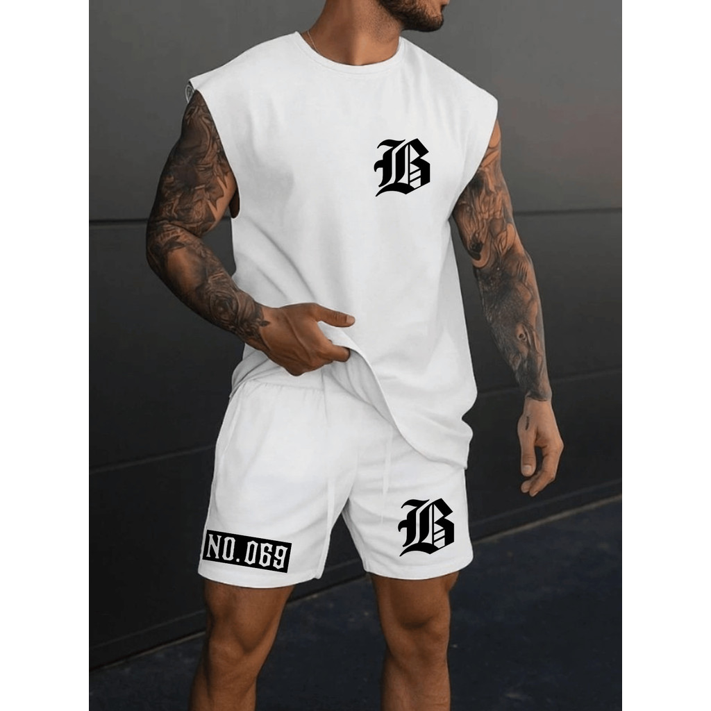 Conjunto Streetwear Estampa B Negrito Camiseta Regata & Short Mauricinho Tactel Lançamento