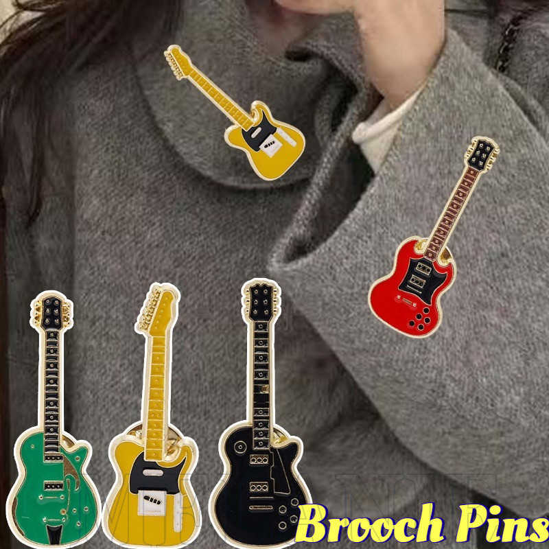1-4 Unidades De Broche Em Formato De Guitarra-Presentes De Joias Para Amigos-Emblema De Lapela Com Padrão De Instrumento