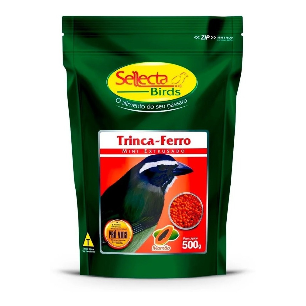 Trinca Ferro Ração Extrusada Sellecta Mamão 500 Gr