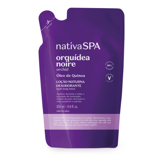 Boticário Refil Loção Noturna Desodorante Corporal Nativa SPA Orquídea Noire 350ml