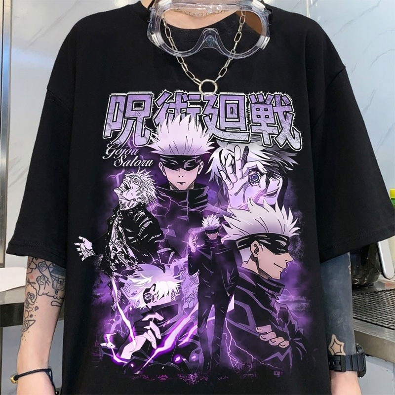Camiseta Satoru Gojo Expansão de Dominio Roxo Camisa Anime Jujutsu Kaisen Gótica Personagem Estampada Envio Imediato Jpz