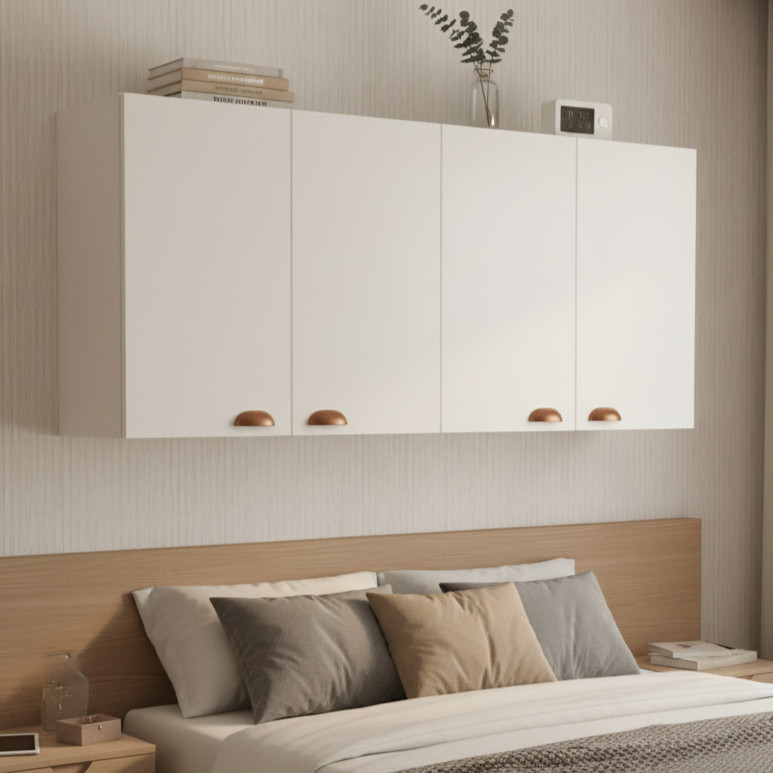 Armário Aéreo para Quarto e Sala Estilo Vintage - Organizador com 4 Portas