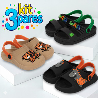 Kit 3 Pares Sandália Papete Infantil Menino Confortável Promoção em Oferta na Shopee