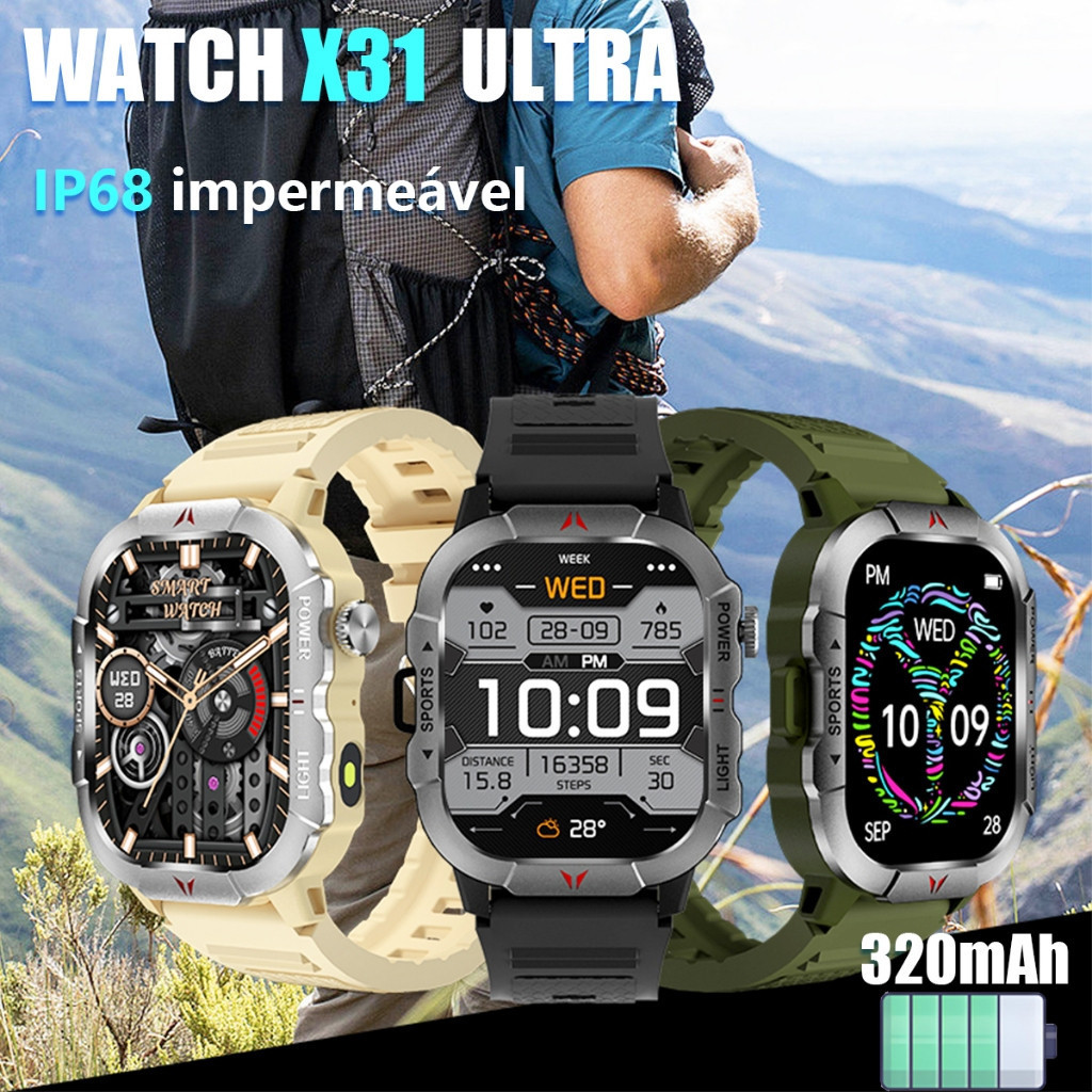 2025 Novo X31 Ultra Smartwatch 2.01 Polegada Tela Cheia Super Smart Watch Esportes Sem Fio IP68 À Prova D'água