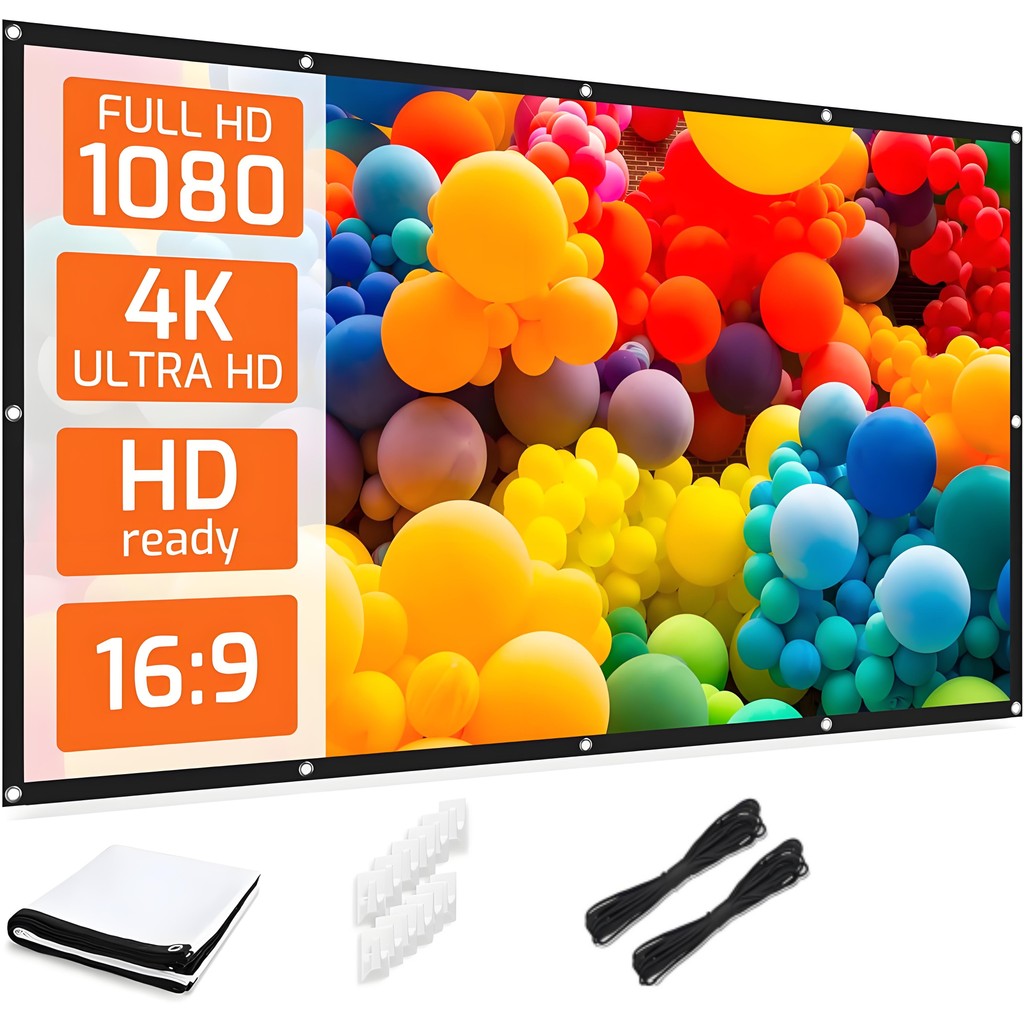 Tela do projetor 16: 9 Anti-luz borda preta de 150 polegadas com furo de Metal reflexivo Home Theater interno