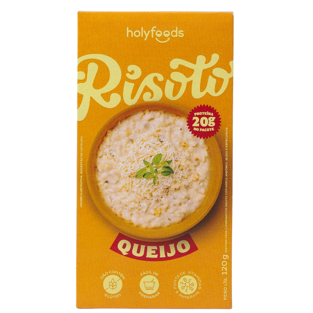 Risoto de Queijo 120g Cremoso Provolone e Noz Moscada 20g de Proteina sem gluten fonte de vitaminas