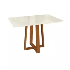 Mesa Jantar Kappesberg Em Madeira Maciça Tampo Vidro - 120cm