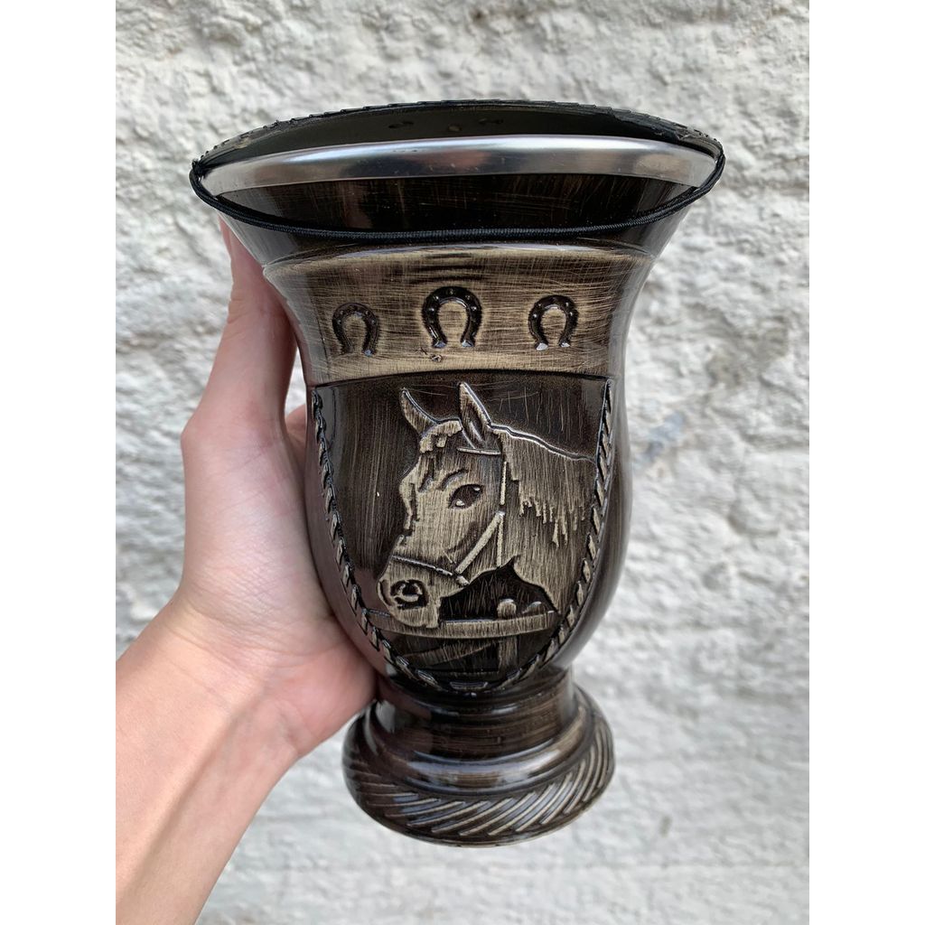 Cuia de Chimarrão Porongo Cavalo Bocal Inox Colorida