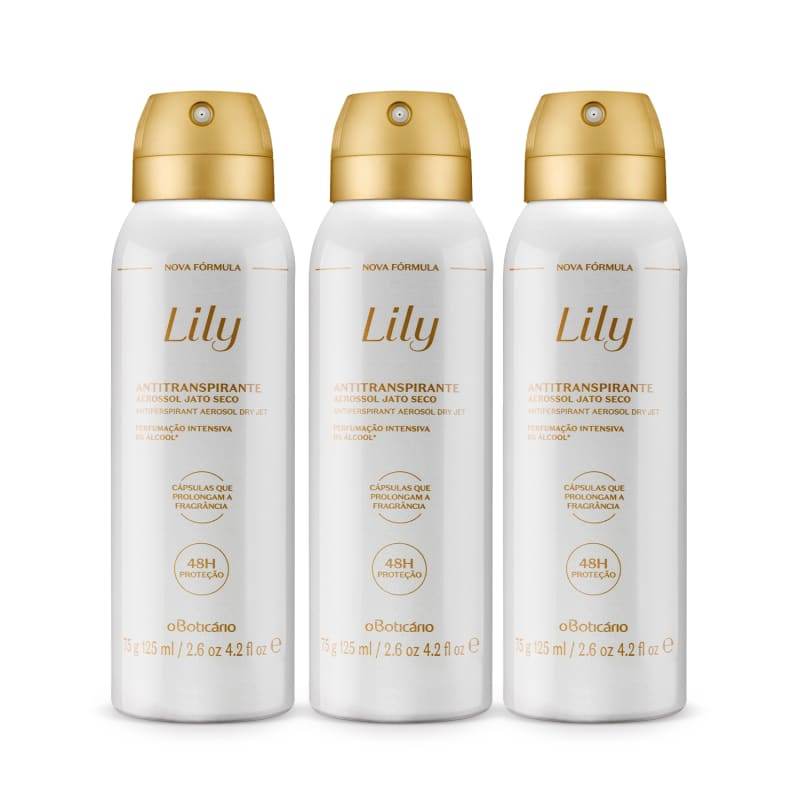 Combo Lily: Desodorante Antitranspirante Aerosol 3x125ml Cada em Oferta na Shopee