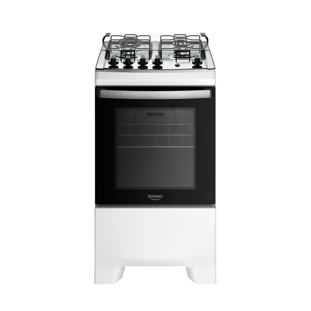 Fogão 4 Bocas Branco Com Mesa Inox Dako Supreme Bivolt em Oferta na Shopee