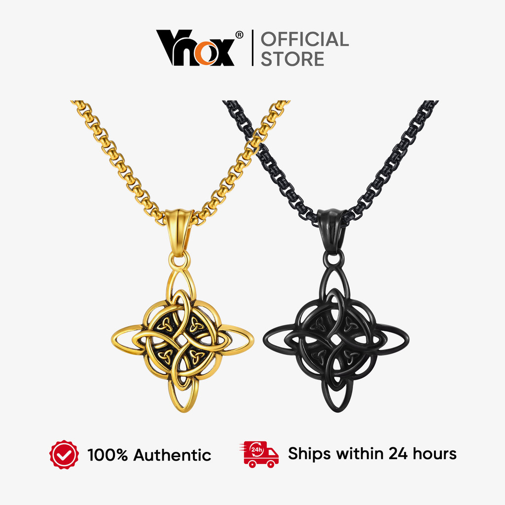 Vnox Aço Inoxidável Nó Celta Pingente Colar Hip Hop Corrente Ciclo Eterno Presente Masculino