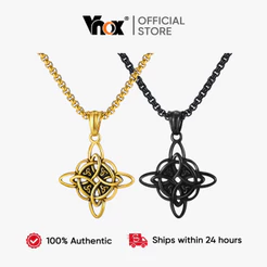 Vnox Aço Inoxidável Nó Celta Pingente Colar Hip Hop Corrente Ciclo Eterno Presente Masculino