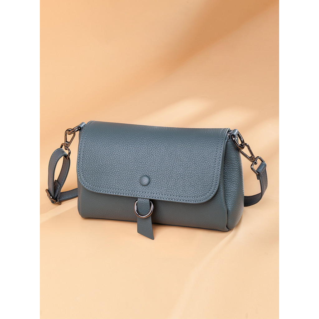 Couro macio pequeno saco de couro genuíno feminino 2025 novo estilo moda aleta Crossbody saco feminino High-End nicho bo