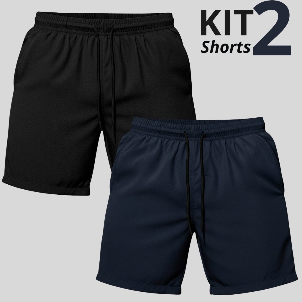 Kit 2 Shorts Masculinos Tactel com Cordão Regulável  Ideais para Dia a Dia e Lazer