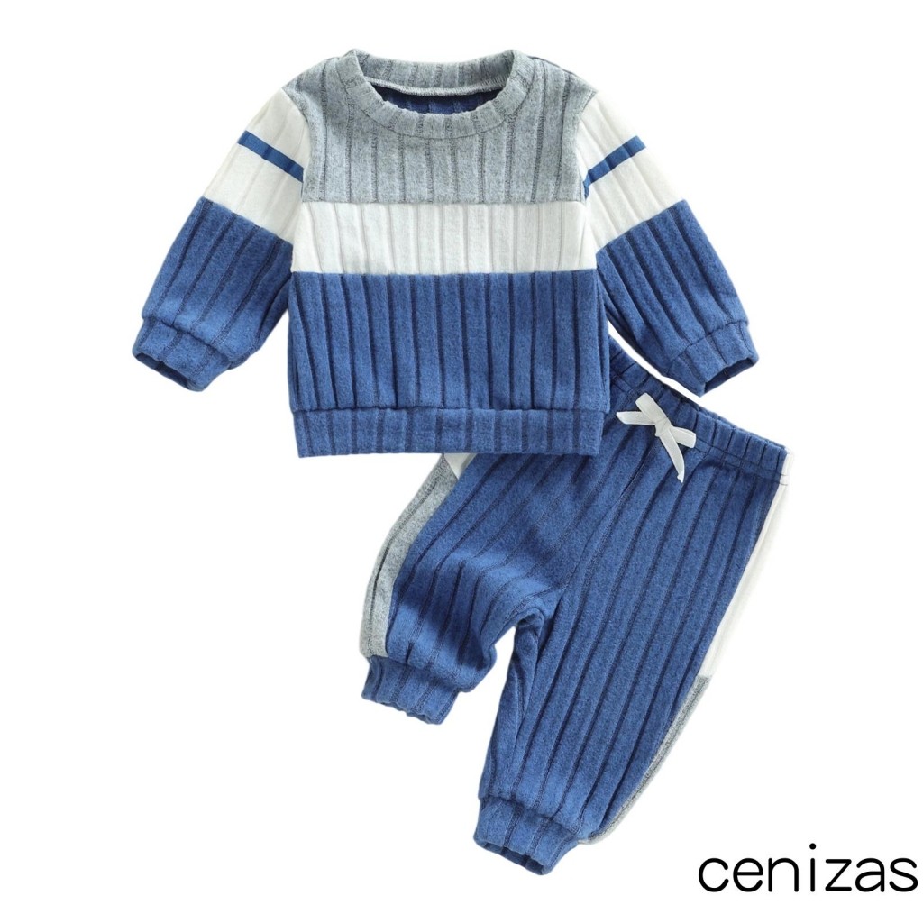 CZN-Conjunto De Calças Para Bebês Meninos , Cor Contrastante , Manga Comprida , Gola Redonda , Moletom Com Cintura Elást