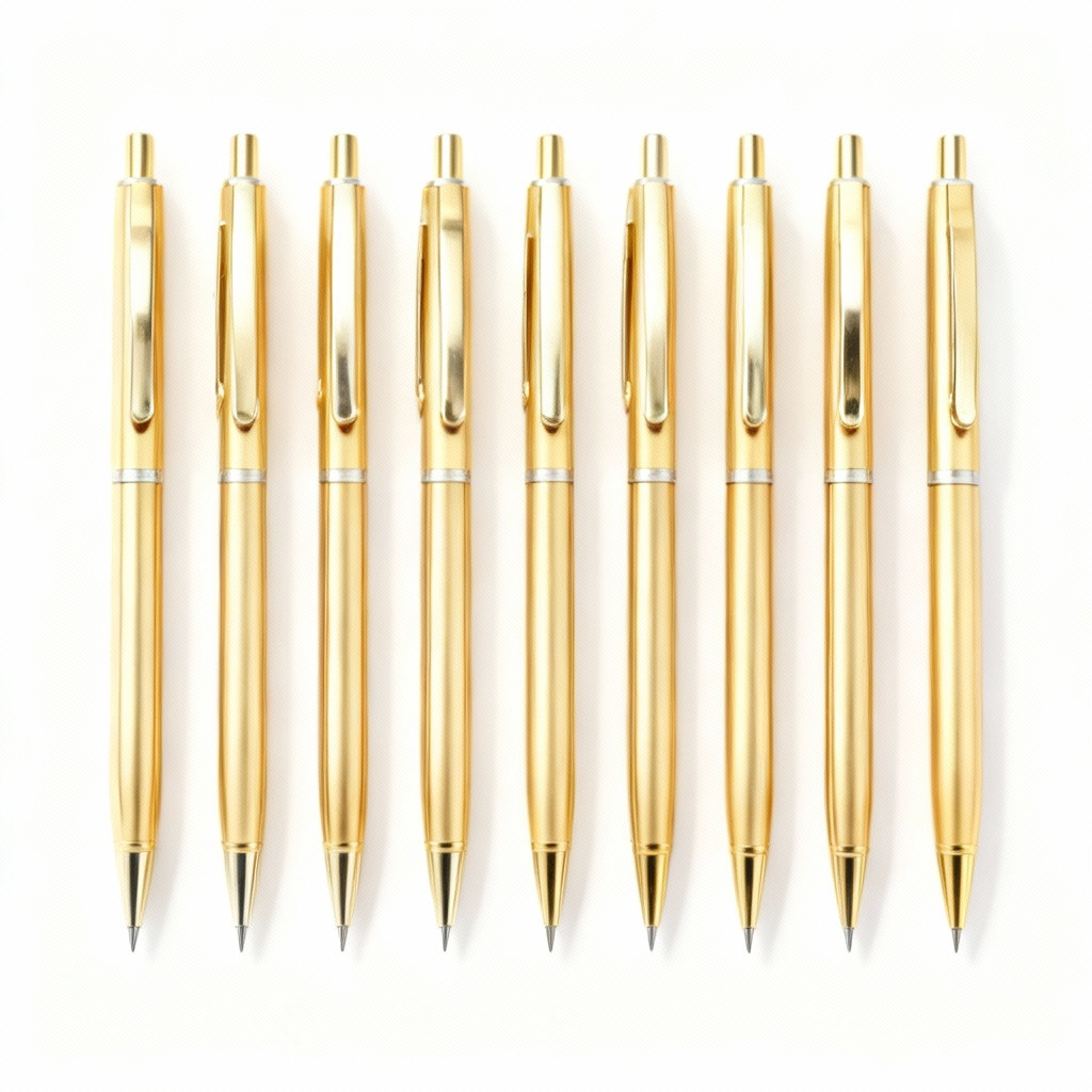 Mini Canetas Esferográfica 10cm – Tinta Preta, Cor Dourada